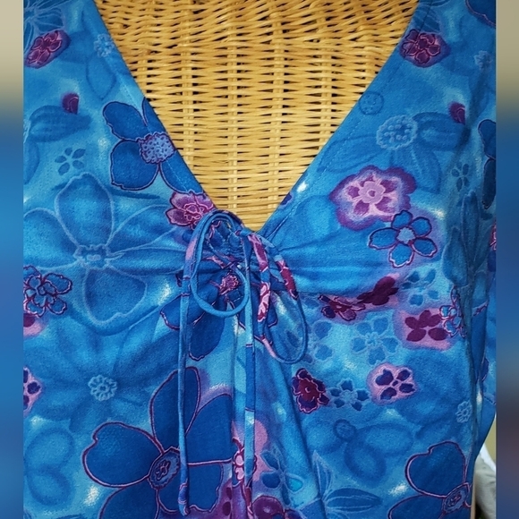 Vintage Ladies EXPRESSIONS Sleeveless Sheath Dress in Blue Floral - 16 - Picture 5 of 5